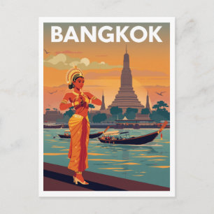Bangkok Travel Poster Postcard