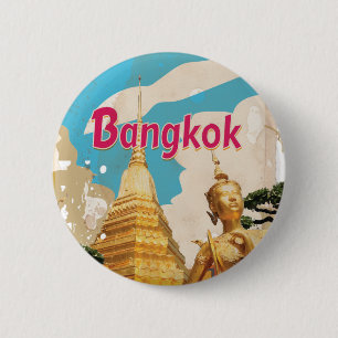 Bangkok Vintage Travel Poster 2 Inch Round Button