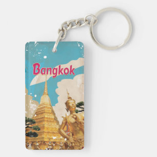 Bangkok Vintage Travel Poster Keychain