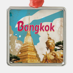 Bangkok Vintage Travel Poster Metal Ornament