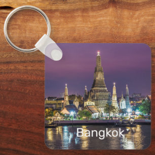Bangkok Wat Arun Sunset BKK Thailand Souvenir Keychain