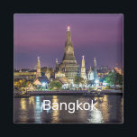 Bangkok Wat Arun Sunset BKK Thailand Souvenir Magnet<br><div class="desc">Bangkok wat arun temple and chao phraya river sunset panorama for holiday. Wat Arun BKK Thailand souvenir for thai vacationers and backpackers in Bangkok. Suitable for Wat Arun Bangkok and Asia friends. Lifestyle for urban backpackers and Thailand travelers. Wat Arun temple panorama Bangkok city Chao Phraya river retro souvenir. BKK...</div>