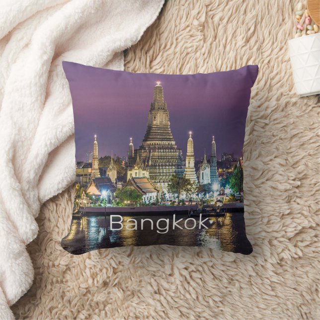 Bangkok Wat Arun Sunset BKK Thailand Souvenir Throw Pillow (Blanket)
