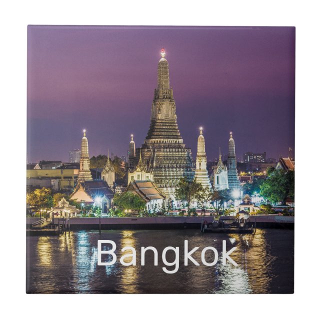 Bangkok Wat Arun Sunset BKK Thailand Souvenir Tile (Front)
