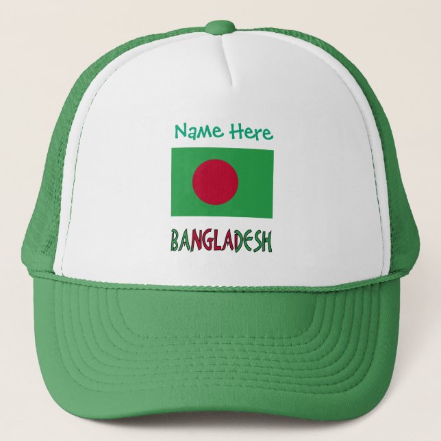Bangladesh Bangladeshi Flag Green Personalized  Trucker Hat (Front)