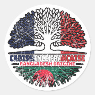 Bangladesh Bangladeshi French France Tree Roots Classic Round Sticker