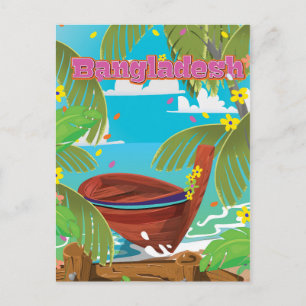 Bangladesh Cartoon travel poster print. Postcard