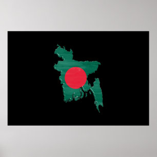 Bangladesh flag and map poster