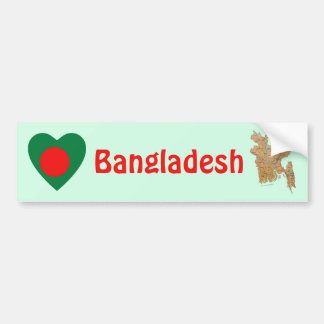 Bangladesh Flag Heart + Map Bumper Sticker