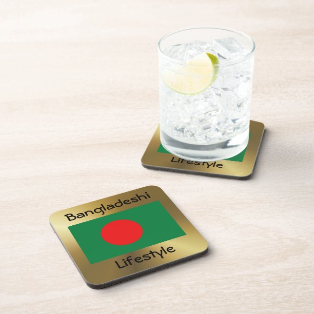Bangladesh Flag+Text Coaster (Right Side)