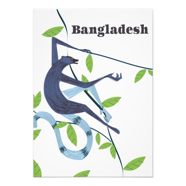 Bangladesh Monkey vintage vacation poster (Front)