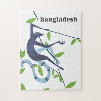 Bangladesh Monkey vintage vacation poster Jigsaw Puzzle