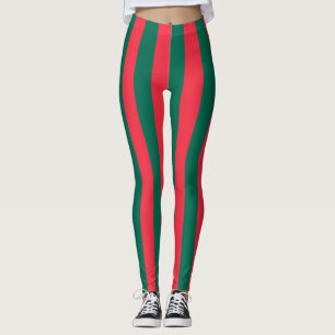 Bangladesh National Flag Colours Vertical Striped Leggings