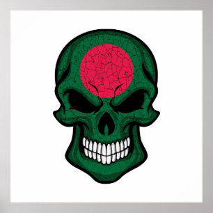 Bangladesh Smiling Skull Flag Poster