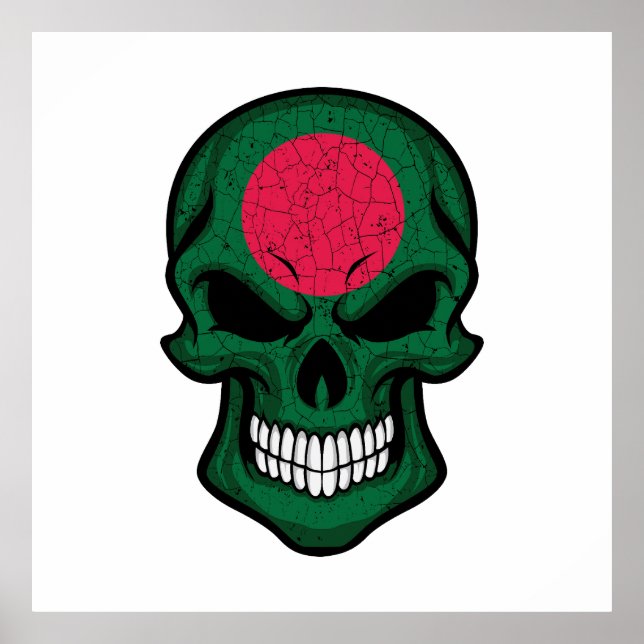 Bangladesh Smiling Skull Flag Poster (Front)