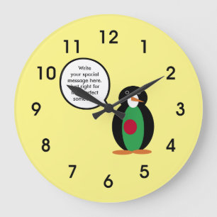 Bangladesh Talking Ms Penguin Personalized  Large Clock