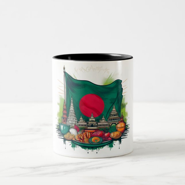 Bangladesh-Themed Mug with Iconic Symbols (Center)