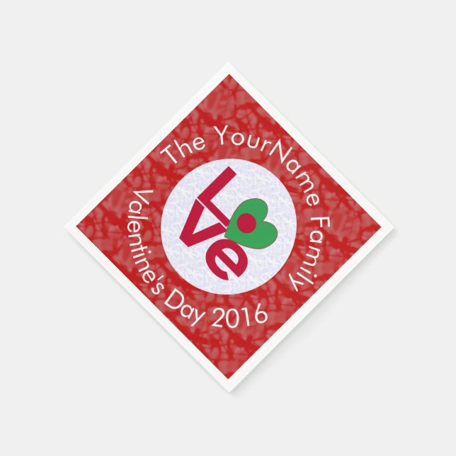 Bangladeshi Flag Heart LOVE Red Personalized Text  Napkin (Corner)