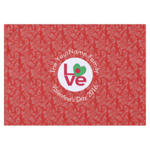Bangladeshi Flag Heart LOVE Red Personalized Text Tablecloth