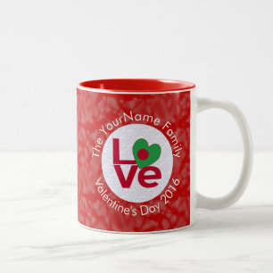 Bangladeshi Flag Heart LOVE Red Personalized Text  Two-Tone Coffee Mug