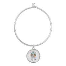Bangle Bracelet with Tribal Shield Charm