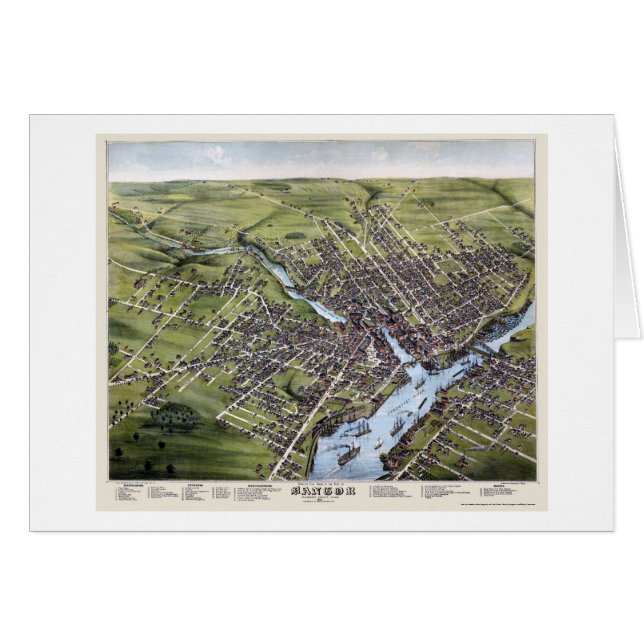 Bangor, JE carte panoramique - 1875 (Devant horizontal)