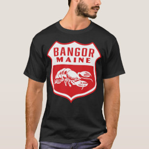 Bangor Maine Retro  Shield White T-Shirt