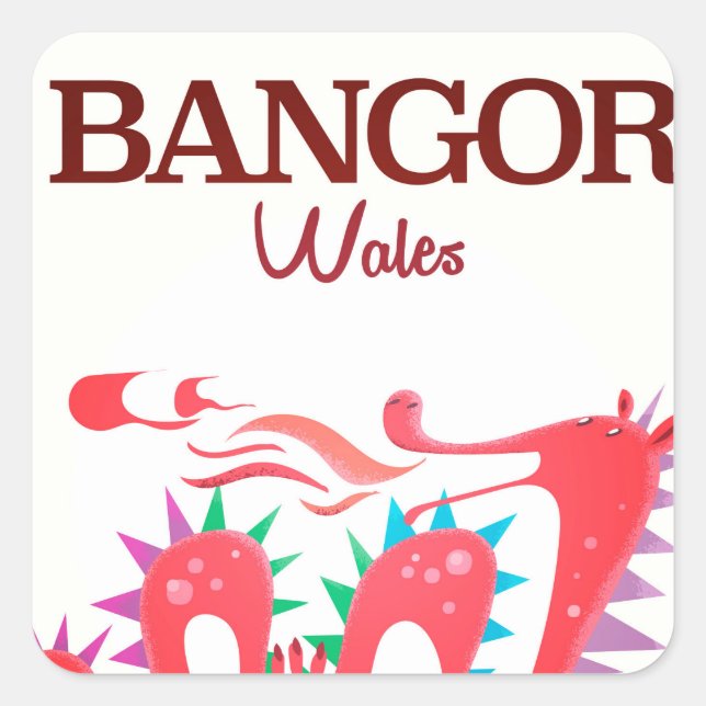 Bangor Wales Dragon poster Square Sticker (Front)
