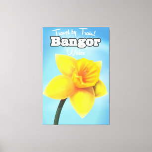 Bangor, Wales vintage Daffodil travel poster Canvas Print