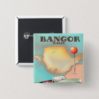 Bangor Wales vintage style travel poster 2 Inch Square Button