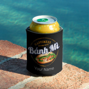Banh Mi Street Food Baguette Vintage Vietnam Retro Can Cooler