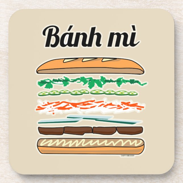 Banh Mi Vietnamese sandwich French bread baguette Coaster (Front)