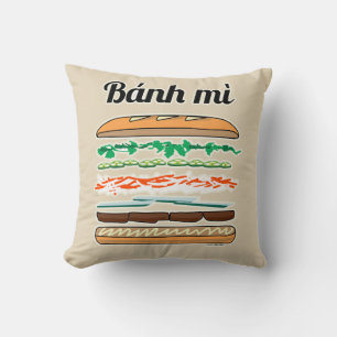 Banh Mi Vietnamese sandwich French bread baguette Throw Pillow