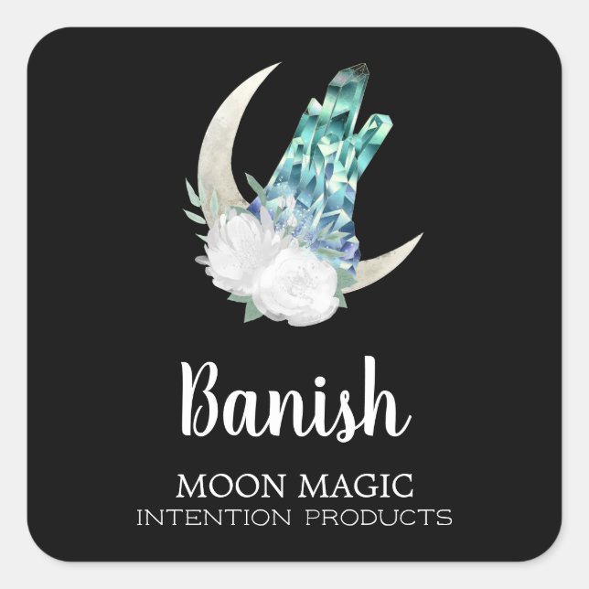 Banish Crystal Moon Intention Chandelle Étiquettes (Devant)
