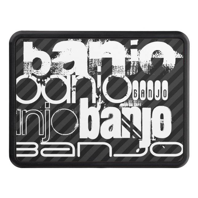 Banjo; Black & Dark Grey Stripes Trailer Hitch Cover (Front)