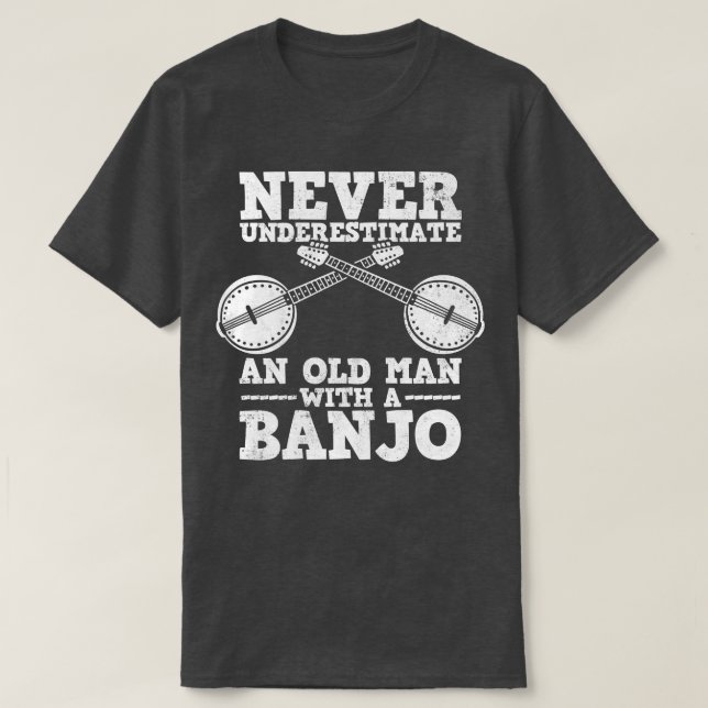 Banjo Bluegrass Old Man Banjo Player T-Shirt (Design Front)