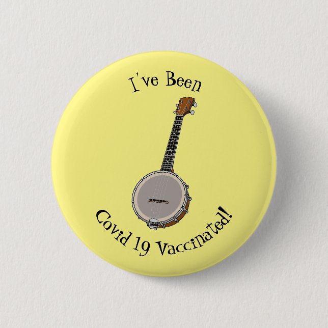 Banjo cartoon illustration 2 inch round button (Front)