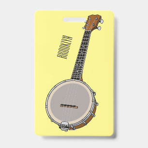 Banjo cartoon illustration badge