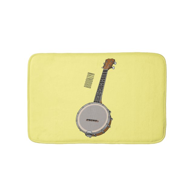 Banjo cartoon illustration  bath mat (Front)