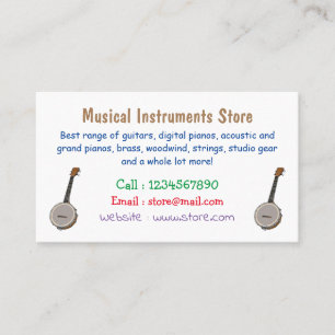 Banjo cartoon illustration business card