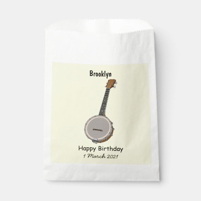 Banjo cartoon illustration favour bag (Front)