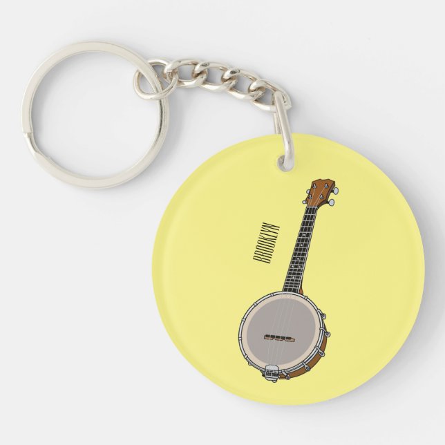 Banjo cartoon illustration  keychain (Front)