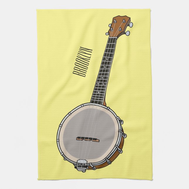 Banjo cartoon illustration  kitchen towel (Vertical)