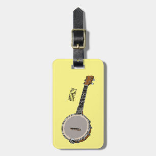 Banjo cartoon illustration luggage tag