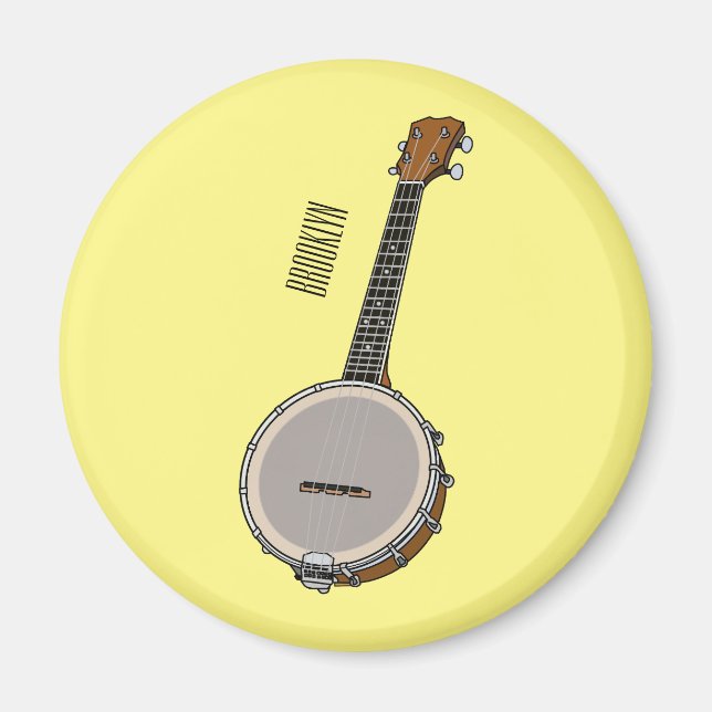 Banjo cartoon illustration  magnet (Front)