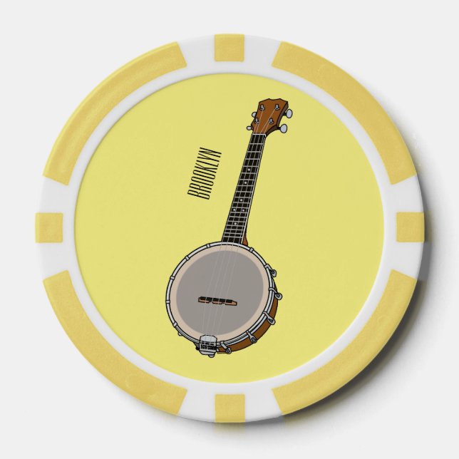 Banjo cartoon illustration  poker chips (Front)