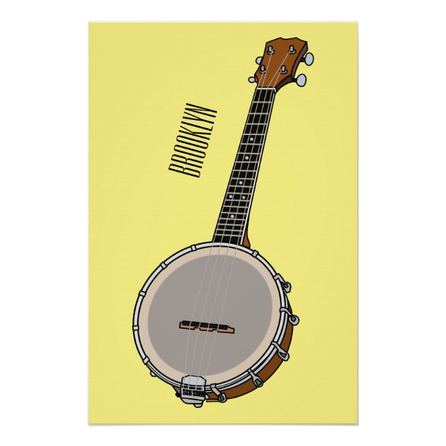 Banjo cartoon illustration  poster (Front)