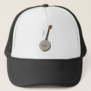 Banjo cartoon illustration  trucker hat