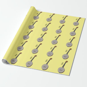 Banjo cartoon illustration wrapping paper