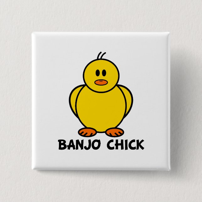 Banjo Chick 2 Inch Square Button (Front)